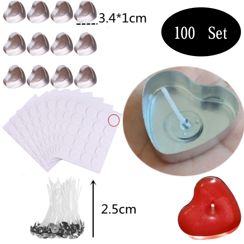 Candle Supplies Jars - 100 مجموعة على شكل قلب فارغة