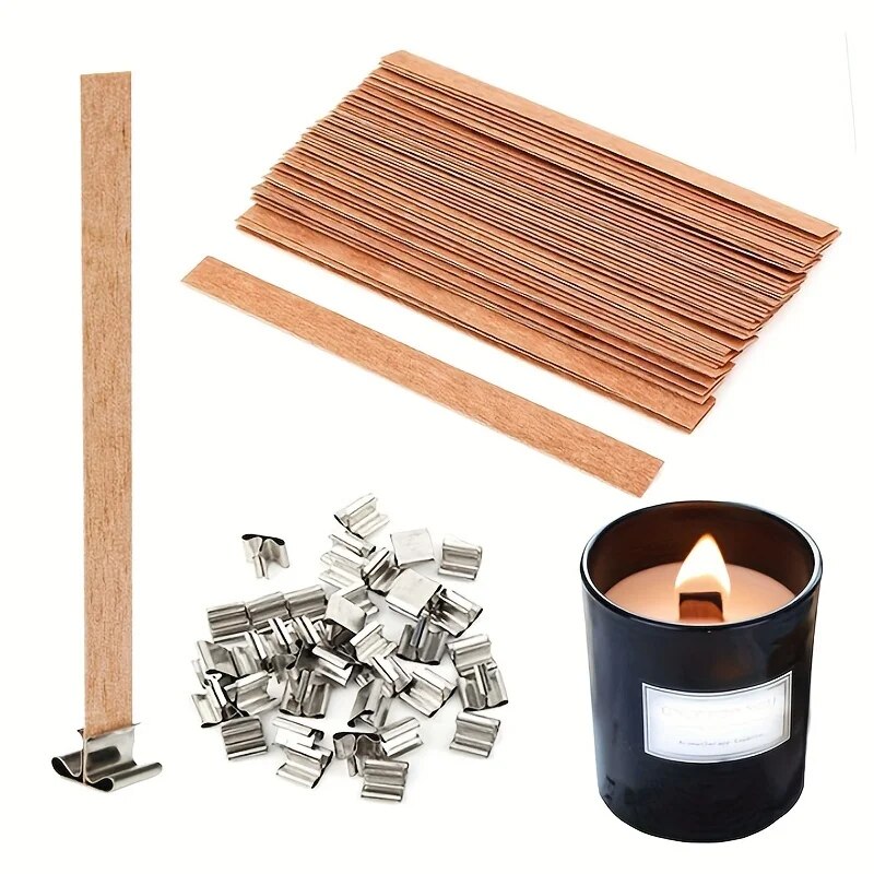 Candle Supplies Beeswax - 30 قطعة فتيل شمعة خشبية عالية