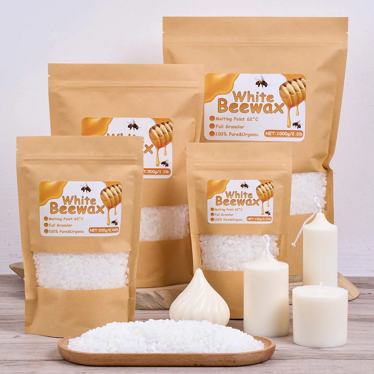 Candle Supplies Beeswax - 500 جرام شمع العسل الأبيض لتقوم