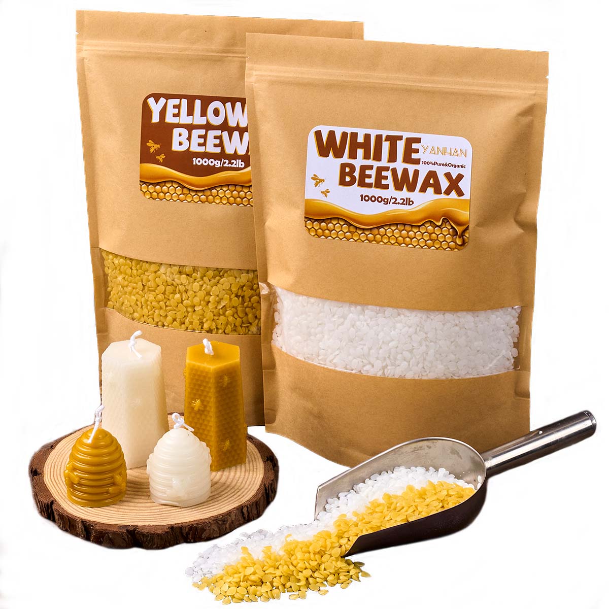 1000 جرام حبيبي طبيعي نقي أبيض - مراجعة Candle Supplies Beeswax وسعره